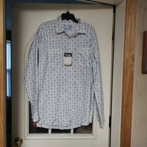 New Wrangler 20X Competition Advanced Comfort White Blue Designed Shirt Men's XL